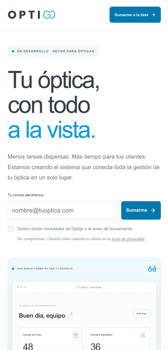 Optigo mobile website