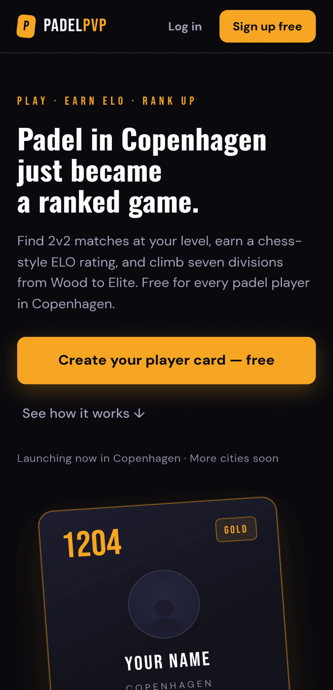PadelPVP mobile website